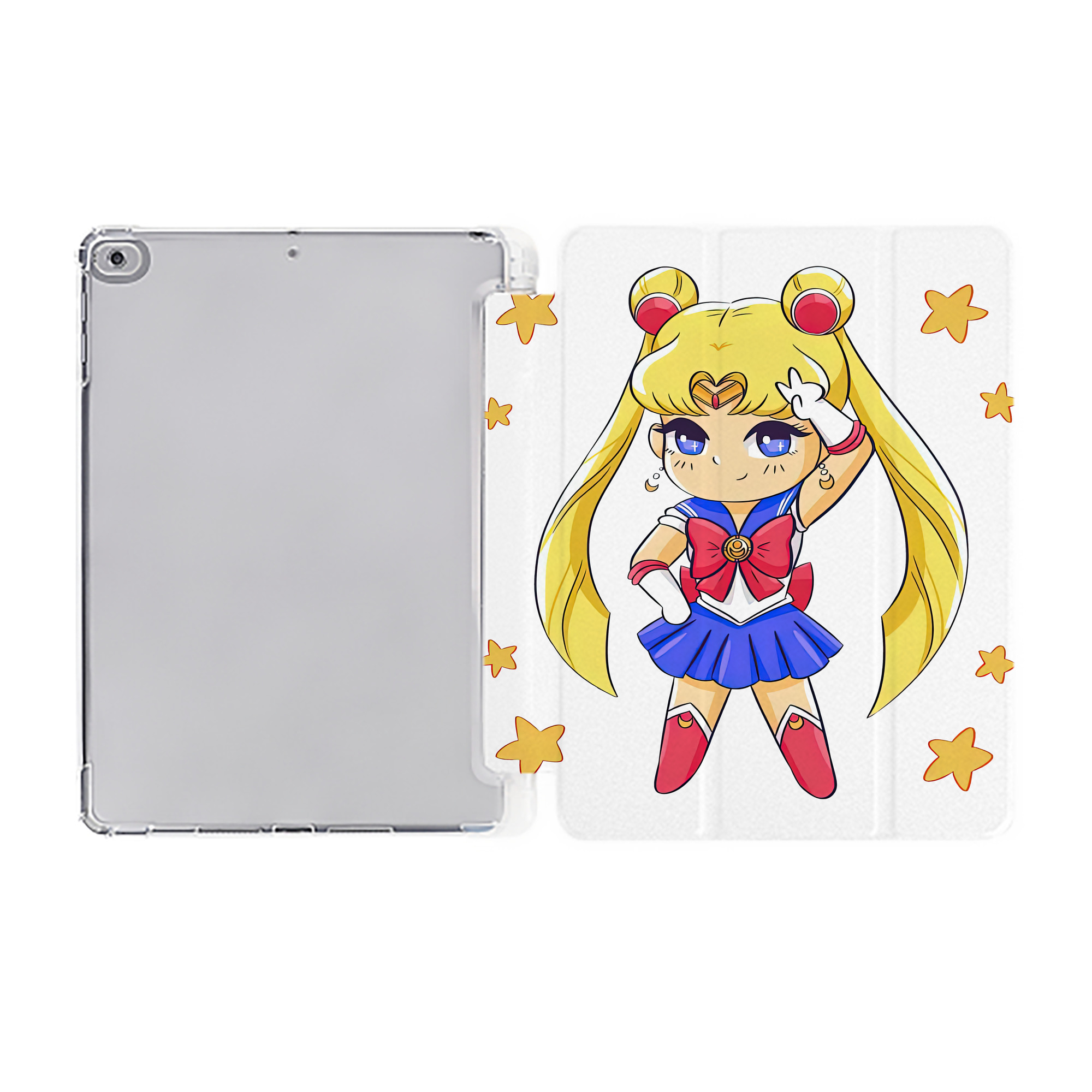 （画像用） 美少女戦士セーラームーン 月野 うさぎ つきの うさぎ Sailor Moon Tsukino Usagi IPad ケース ペン収納付き 三つ折りスタンド PUレザー×シリコン 対応機種9.5/10.5/10.9インチ